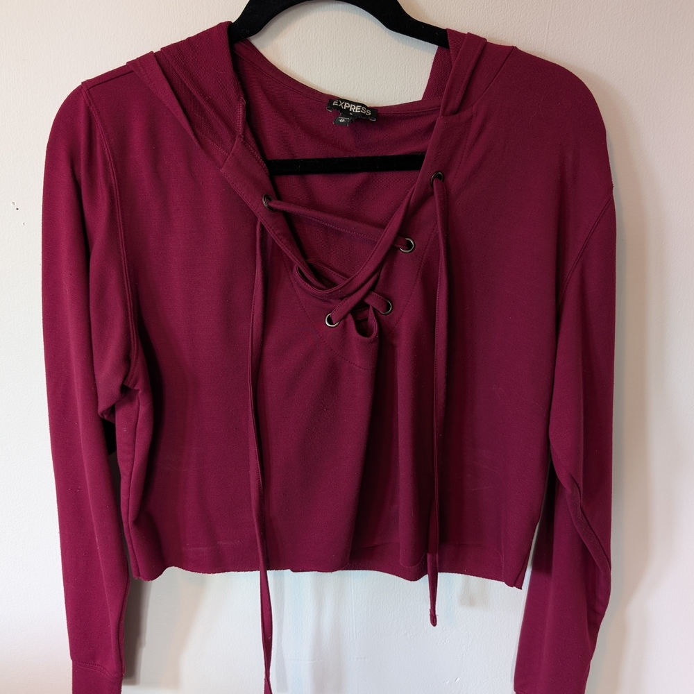 Express Burgundy Lace-Up Women's Top